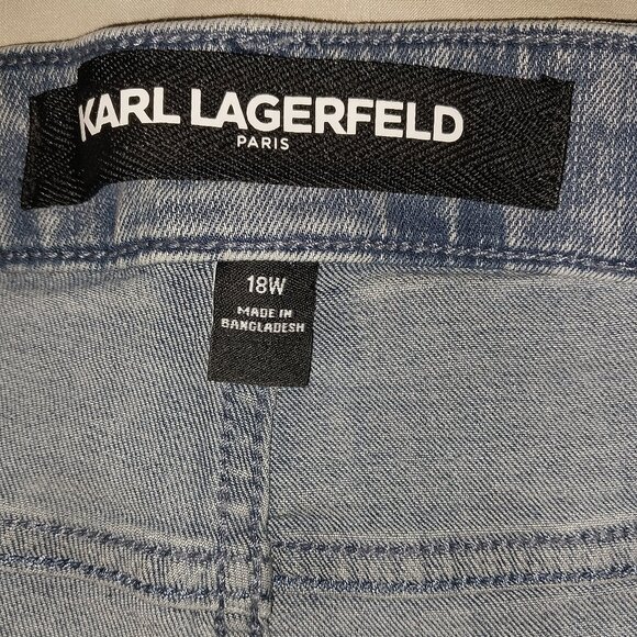 New With Tags Karl Lagerfeld Paris Plus Size 18W Chain Trim Flare Women's Jeans - Picture 4 of 6
